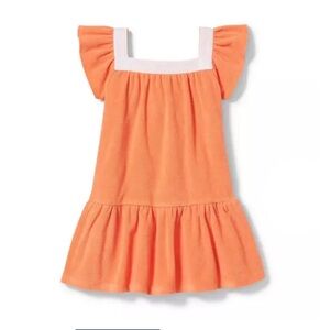 Janie and Jack Toddler Girl Terry Swim Cover‑Up – Orange, Size 2T | Beach Pool